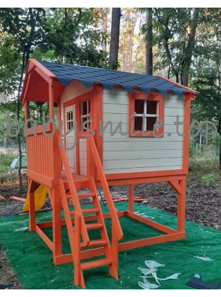 Будиночок дитячий дерев'яний з гіркою великий Будиночок дитячий дерев'яний з гіркою великий